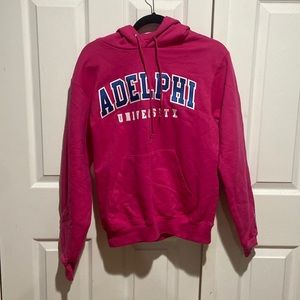 ADELPHI UNIVERSITY hot pink hoodie